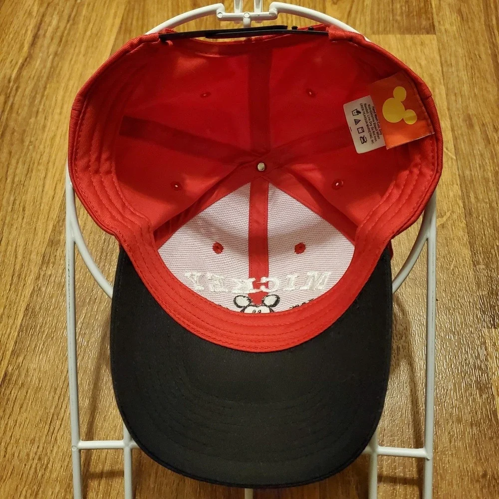 Vintage 90s Mickey Mouse Hat Men Snapback Red Disney Est‎ 1928